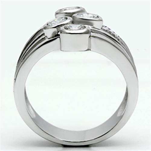 Alamode Rhodium Brass Ring with AAA Grade CZ in Clear - Alamode - Flyclothing LLC