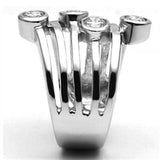 Alamode Rhodium Brass Ring with AAA Grade CZ in Clear - Alamode - Flyclothing LLC