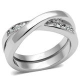 Alamode Rhodium Brass Ring with AAA Grade CZ in Clear - Alamode