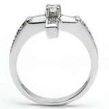 Alamode Rhodium Brass Ring with AAA Grade CZ in Clear - Alamode