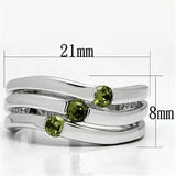 Alamode Rhodium Brass Ring with AAA Grade CZ in Olivine color - Alamode - Flyclothing LLC