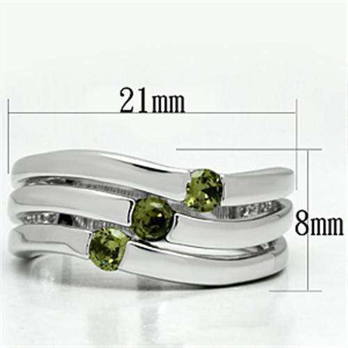 Alamode Rhodium Brass Ring with AAA Grade CZ in Olivine color - Alamode - Flyclothing LLC