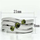 Alamode Rhodium Brass Ring with AAA Grade CZ in Olivine color - Alamode - Flyclothing LLC