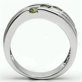 Alamode Rhodium Brass Ring with AAA Grade CZ in Olivine color - Alamode - Flyclothing LLC