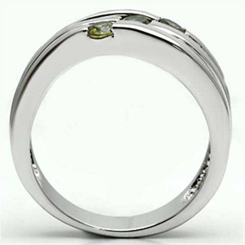 Alamode Rhodium Brass Ring with AAA Grade CZ in Olivine color - Alamode - Flyclothing LLC