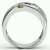 Alamode Rhodium Brass Ring with AAA Grade CZ in Olivine color - Alamode - Flyclothing LLC