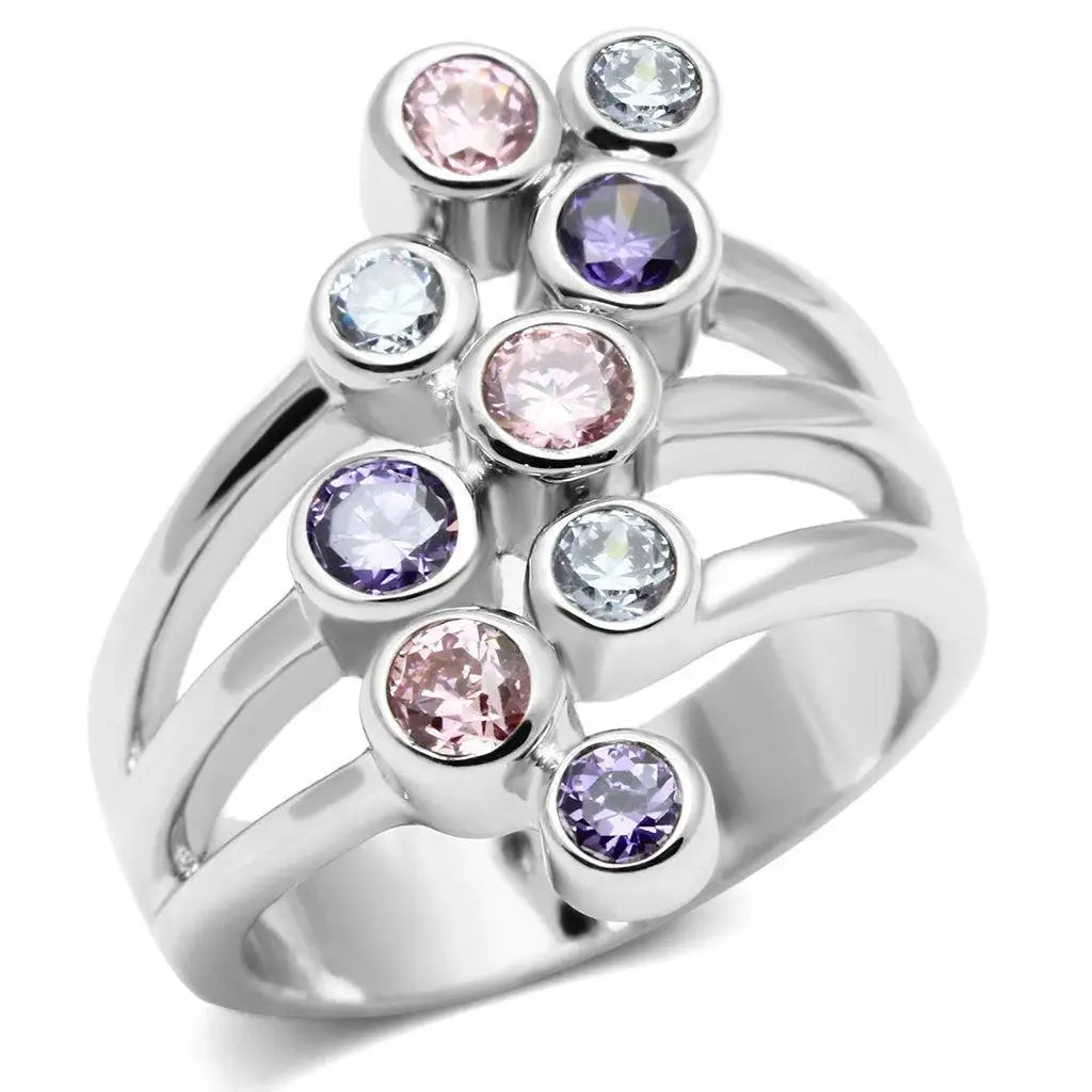 Alamode Rhodium Brass, AAA CZ , Multi Color - Alamode - Flyclothing LLC