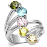 Alamode Rhodium Brass, AAA CZ , Multi Color - Alamode - Flyclothing LLC