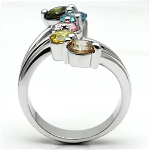 Alamode Rhodium Brass, AAA CZ , Multi Color - Alamode - Flyclothing LLC