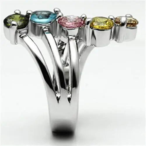 Alamode Rhodium Brass, AAA CZ , Multi Color - Alamode - Flyclothing LLC