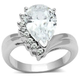 Alamode Rhodium Brass Ring with AAA Grade CZ in Clear - Alamode - Flyclothing LLC