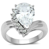 Alamode Rhodium Brass Ring with AAA Grade CZ in Clear - Alamode - Flyclothing LLC