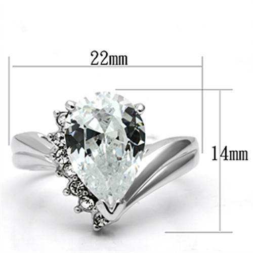 Alamode Rhodium Brass Ring with AAA Grade CZ in Clear - Alamode - Flyclothing LLC