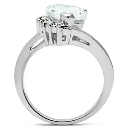 Alamode Rhodium Brass Ring with AAA Grade CZ in Clear - Alamode - Flyclothing LLC