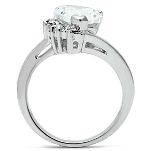 Alamode Rhodium Brass Ring with AAA Grade CZ in Clear - Alamode - Flyclothing LLC