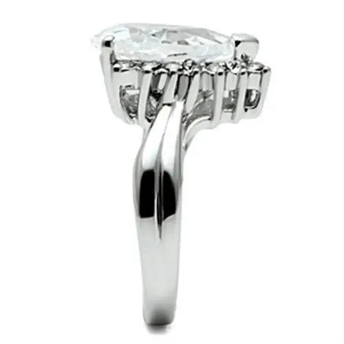Alamode Rhodium Brass Ring with AAA Grade CZ in Clear - Alamode - Flyclothing LLC