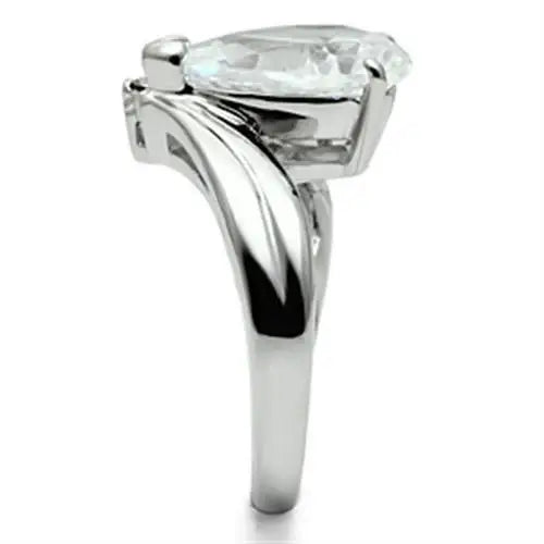 Alamode Rhodium Brass Ring with AAA Grade CZ in Clear - Alamode - Flyclothing LLC