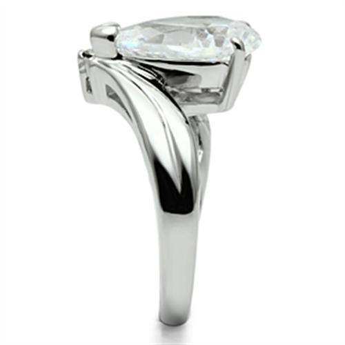 Alamode Rhodium Brass Ring with AAA Grade CZ in Clear - Alamode - Flyclothing LLC