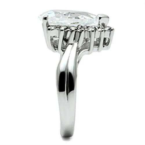 Alamode Rhodium Brass Ring with AAA Grade CZ in Clear - Alamode - Flyclothing LLC