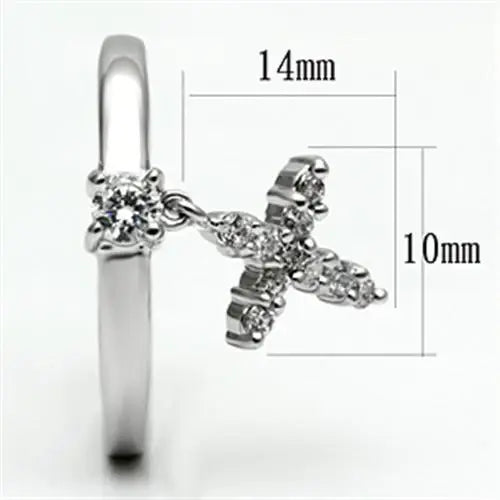 Alamode Rhodium Brass Ring with AAA Grade CZ in Clear - Alamode - Flyclothing LLC