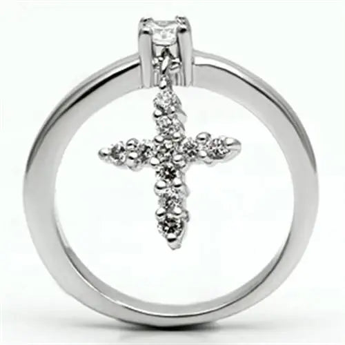 Alamode Rhodium Brass Ring with AAA Grade CZ in Clear - Alamode - Flyclothing LLC