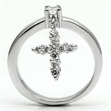 Alamode Rhodium Brass Ring with AAA Grade CZ in Clear - Alamode