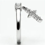 Alamode Rhodium Brass Ring with AAA Grade CZ in Clear - Alamode - Flyclothing LLC