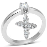 Alamode Rhodium Brass Ring with AAA Grade CZ in Clear - Alamode