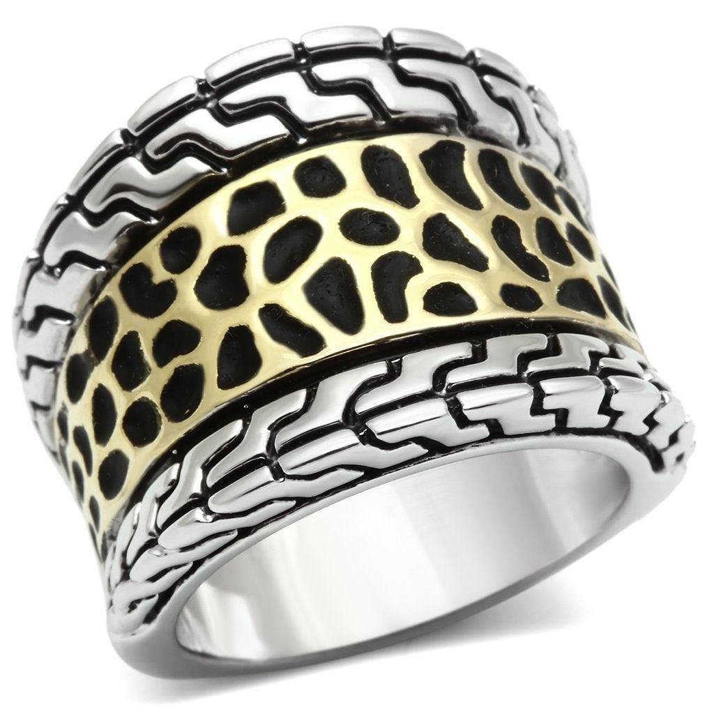 Alamode Reverse Two-Tone Brass Ring with No Stone - Alamode