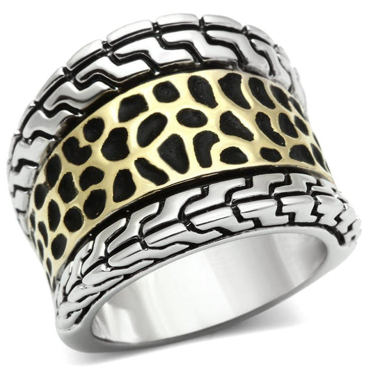 Alamode Reverse Two-Tone Brass Ring with No Stone - Alamode