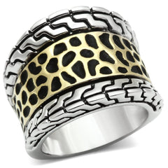 Alamode Reverse Two-Tone Brass Ring with No Stone - Alamode