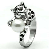 Alamode Rhodium Brass Ring with Synthetic Pearl in White - Alamode - Flyclothing LLC