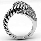 Alamode Rhodium Brass Ring with AAA Grade CZ in Clear - Alamode - Flyclothing LLC