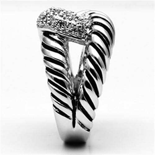 Alamode Rhodium Brass Ring with AAA Grade CZ in Clear - Alamode - Flyclothing LLC