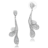 Alamode Rhodium Brass Earrings with AAA Grade CZ in Clear - Alamode - Flyclothing LLC