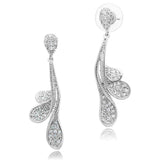 Alamode Rhodium Brass Earrings with AAA Grade CZ in Clear - Alamode - Flyclothing LLC