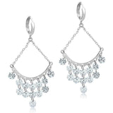 Alamode Rhodium Brass Earrings with AAA Grade CZ in Clear - Alamode