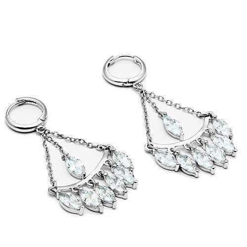 Alamode Rhodium Brass Earrings with AAA Grade CZ in Clear - Alamode - Flyclothing LLC