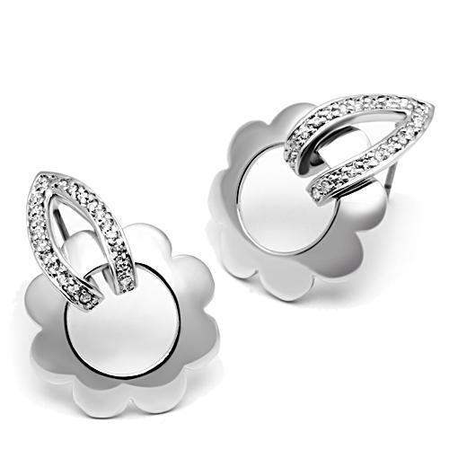 Alamode Rhodium Brass Earrings with AAA Grade CZ in Clear - Alamode - Flyclothing LLC
