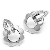Alamode Rhodium Brass Earrings with AAA Grade CZ in Clear - Alamode