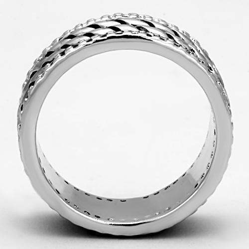Alamode Rhodium Brass Ring with AAA Grade CZ in Clear - Alamode - Flyclothing LLC