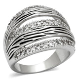 Alamode Rhodium Brass Ring with AAA Grade CZ in Clear - Alamode