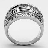 Alamode Rhodium Brass Ring with AAA Grade CZ in Clear - Alamode