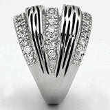 Alamode Rhodium Brass Ring with AAA Grade CZ in Clear - Alamode - Flyclothing LLC