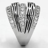 Alamode Rhodium Brass Ring with AAA Grade CZ in Clear - Alamode
