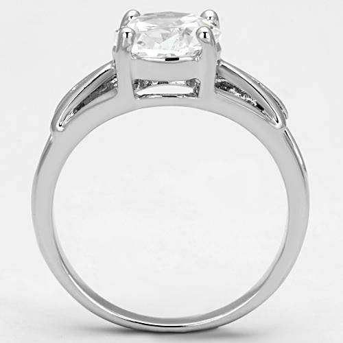 Alamode Rhodium Brass Ring with AAA Grade CZ in Clear - Alamode - Flyclothing LLC