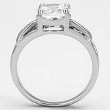 Alamode Rhodium Brass Ring with AAA Grade CZ in Clear - Alamode