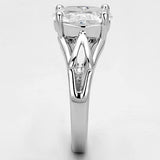 Alamode Rhodium Brass Ring with AAA Grade CZ in Clear - Alamode