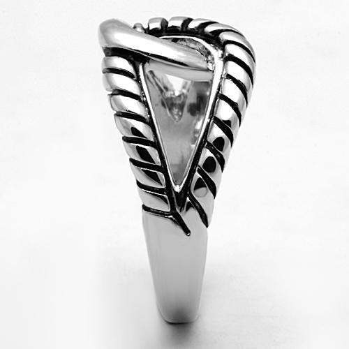 Alamode Rhodium Brass Ring with Epoxy in Jet - Alamode - Flyclothing LLC