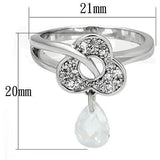 Alamode Rhodium Brass Ring with AAA Grade CZ in Clear - Alamode